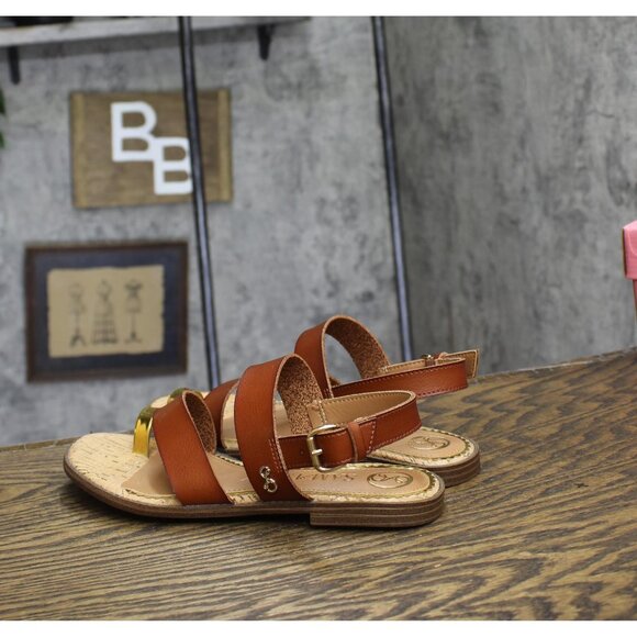 NWT Sam & Libby Womens Strappy Perris Flat Sandal J5247S1200 Amber Brown 6.5M - Picture 7 of 13